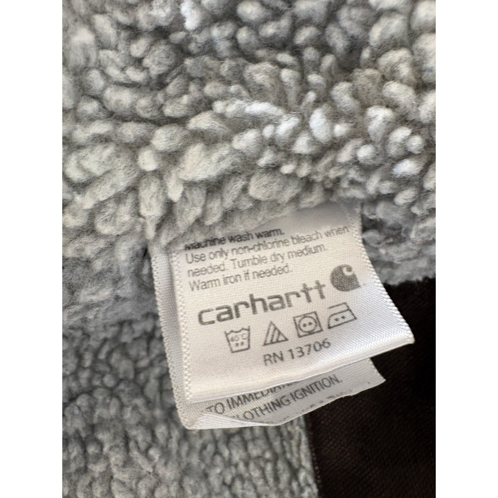 Carhartt Jacket Youth 5 Brown Canvas Hooded Full Zip Fleece Lined Workwear VTG - Picture 5 of 12